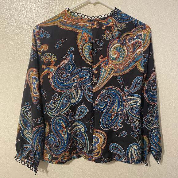 J Crew 100% Silk Twill Top Blouse in Bold Paisley Multi Size 6 - Picture 4 of 8